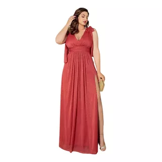 Vestido Festa Lurex  De Amarrar Modelo 1078 Plus Size 