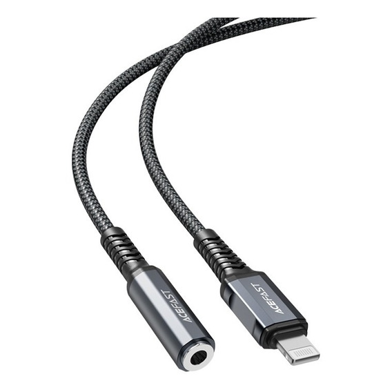 Cable Adaptador Lightning A Dc3.5 Para iPhone 3.5mm Mfi Color Gris oscuro