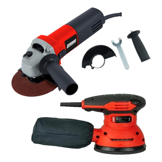 Combo Amoladora 750w + Lijadora Roto Orbital 300w Omaha Color Rojo Frecuencia 50hz