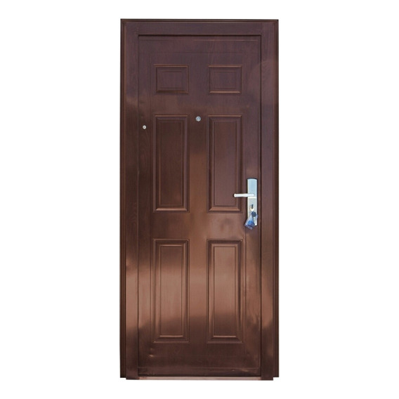 Waluminio puerta exterior semiblindada chapa doble ciega color marrón