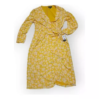 Vestido Ralph Lauren De Mujer Talla 16 Amarillo Floreado