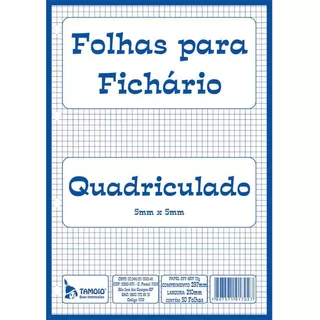 Bloco Para Fichario Quadriculado Branco 5x5mm 50f. Com05