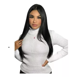 Blusa Feminina Tricot Canelado Gola Cacharrel Manga Comprida