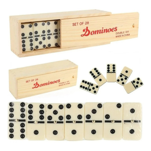 Domino Juego Domino Con Caja Madera 9mm 28pcs Juego Domino