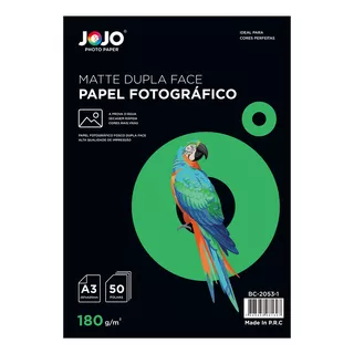 100 Folhas Papel Fotográfico Matte 180g A3 Dupla Face Fosco Cor Branco