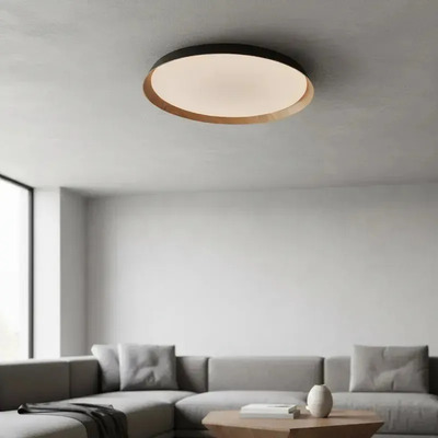 Plafon Led Nordic R Negro Madera Moderno Cct Lda81032-nm Sf Negro/madera