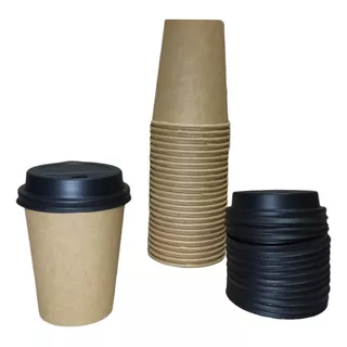 Vaso Descartable Polipapel Kraft C/tapa 8oz 240cc X1000 Uni