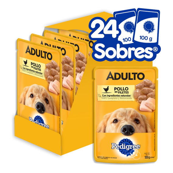 Alimento Pedigree Para Perro Adulto X 24 Sobres 100g C/u 