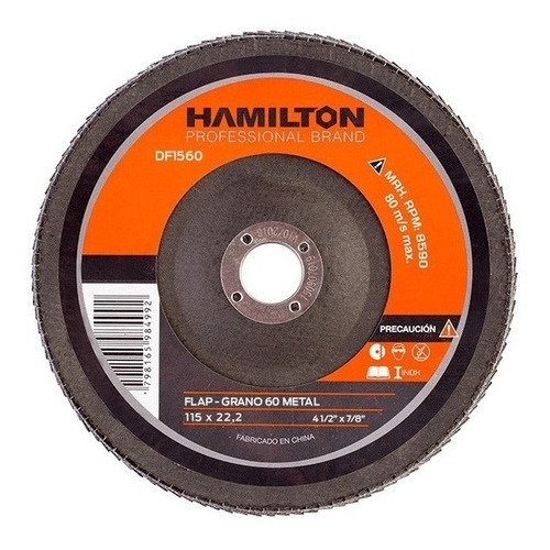 Disco Abrasivo Flap 115mm Df1560 Grano 60 Hamilton Color Negro