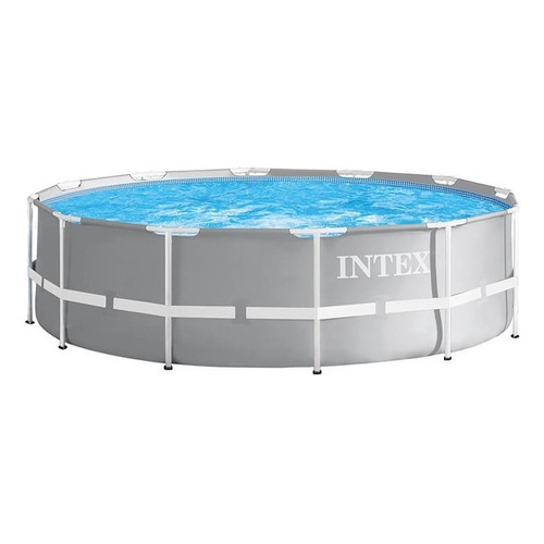 Piscina estructural redondo Intex 26724 con capacidad de 14614 litros de 4.57m de diámetro  gris claro