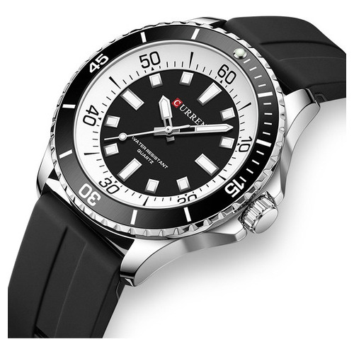 Reloj de cuarzo impermeable y luminoso Curren para hombre, color de fondo negro