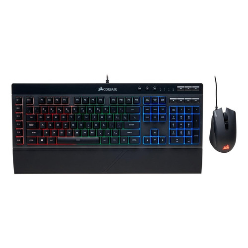 Kit de teclado y mouse gamer Corsair K55 + Harpoon RGB Inglés de color negro