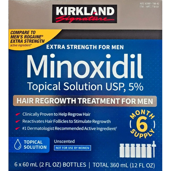 Minoxidil 5% Solución Tópica 6 Meses Tratamiento Sf M5