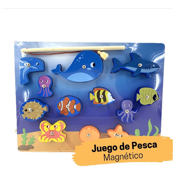 Juego De Pesca Magnético Encastre Madera Didáctico Imantado