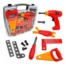 Kit De Ferramentas Infantil Furadeira Giratória + Maleta