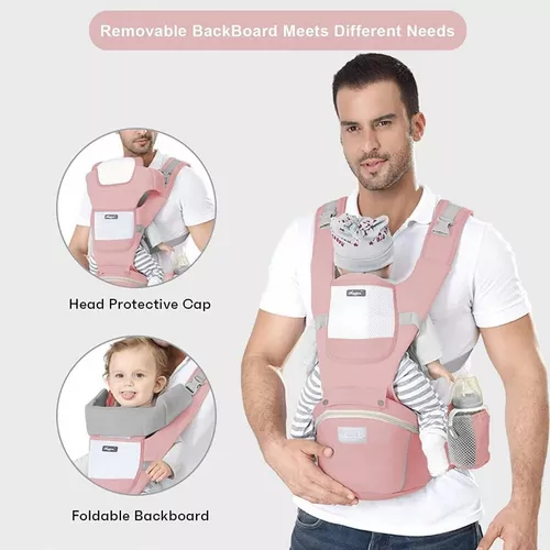 Tucorresi Mochila Portabebe, Mochila Ergonómica con Soporte para  Cintura,Cangurera Portabebé Tipo Fular para Niños de 0 a 36 Meses, Porta  Bebé Portátil Algodón Puro Ligero y Transpirable con Asiento de Cadera 