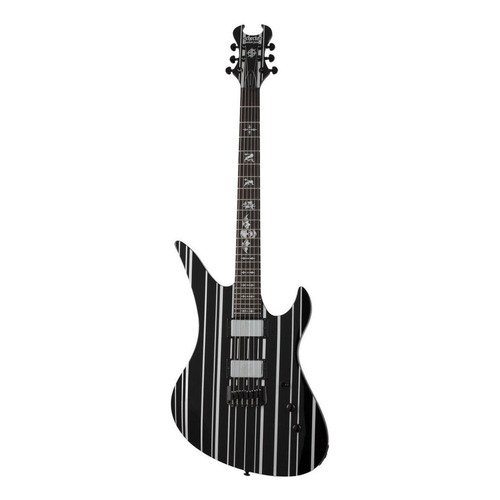 Guitarra eléctrica Schecter Synyster Custom HT de caoba black with silver pin stripes brillante con diapasón de ébano