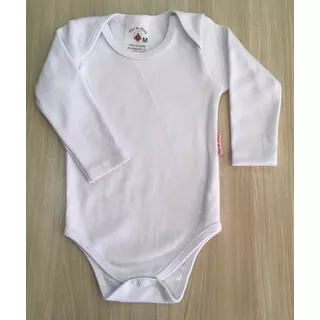 Body Bebê - Suedine (kit C/12) - Liso - Manga Longa - Branco
