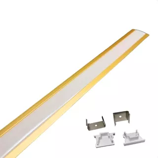 Kit 10 Perfil Aluminio Slim Fita Led Barra 2 Metros Dourado