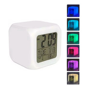 Reloj Digital Luz Led Despertador Termómetro Lcd Colores 