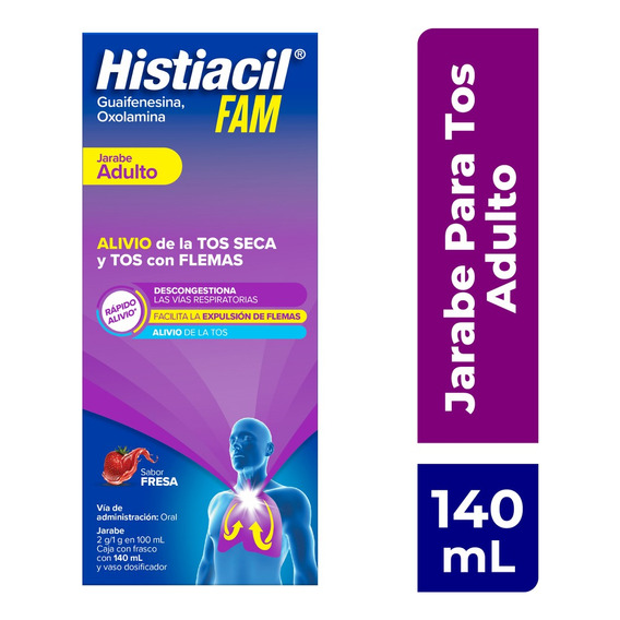 Jarabe Para La Tos Seca Histiacil Fam Adulto Fresa 140ml