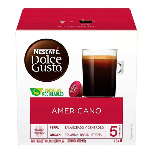 Café De Grano Nescafe Doce Gusto Americano 16 Cápsulas 160g