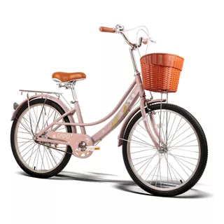 Bicicleta Infantil Aro 24 Retrô Com Cestinha Menina