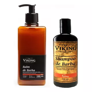 Balm De Barba 500ml Com Shampoo De Barba Linha Terra Viking