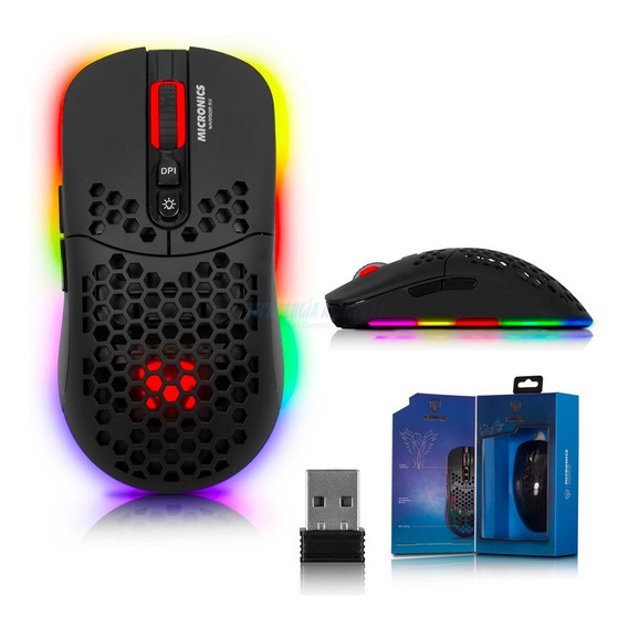 Mouse Gamer Inalambrico Micronics Warrior Rgb 7 Botones