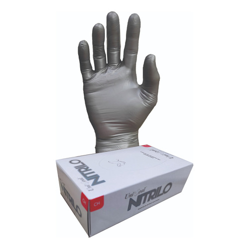 Guantes De Nitrilo Metálicos Uniseal Texturizado Sin Polvo Color Plateado Talla G