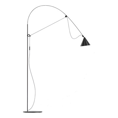 Lampara De Pie Led Garza Negra Curva Moderna Diseño Gmg