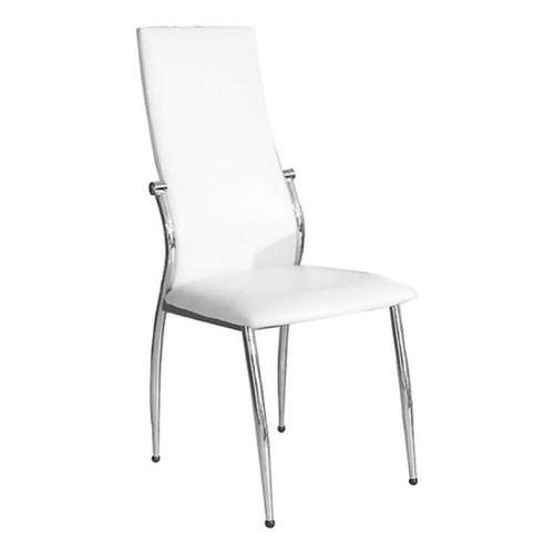 Silla De Comedor De Ecocuero Pata Cromada - Paris Asiento Blanco