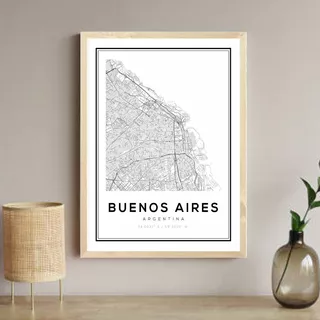 Cuadro Decorativo Mapa Buenos Aires 40x60cm