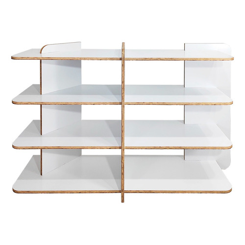 Librero Bajo Mundo In Reggo Moderno Mueble Organizador Color Blanco