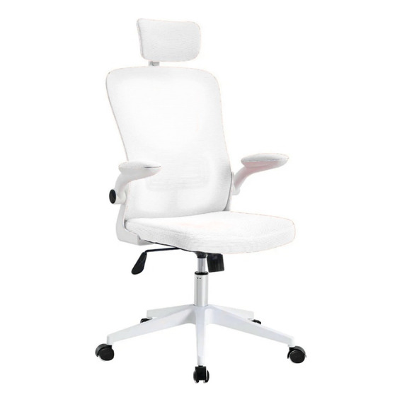 Silla Ejecutiva Pc Apoya Brazo Rebatible Mesh Blanco