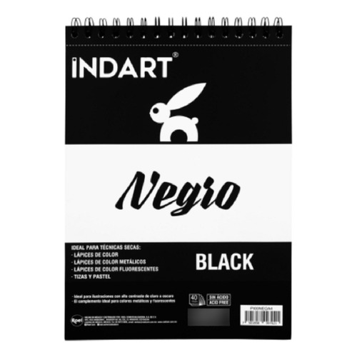 Sketchbook Indart Black Block Con 40 Hojas Negras 21x29.7cm