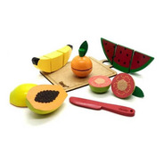 Coleção Comidinhas - Kit Frutinhas Com Corte 5 Frutas, Faca 