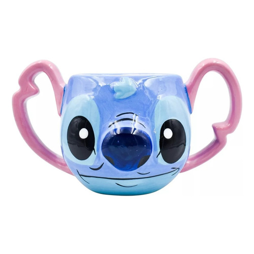 Taza Jumbo 3d Tarro Para Café Stitch Cerámica Disney 650ml Color Azul