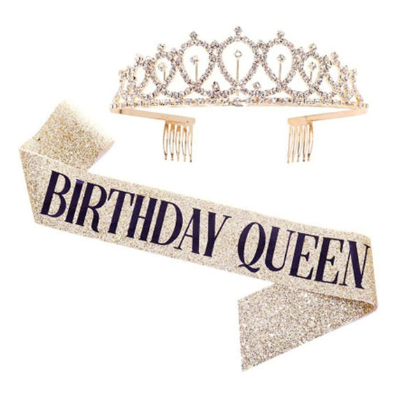 Corona Cumpleaños Diseño Princesa Con Faja Para Mujeres Niña