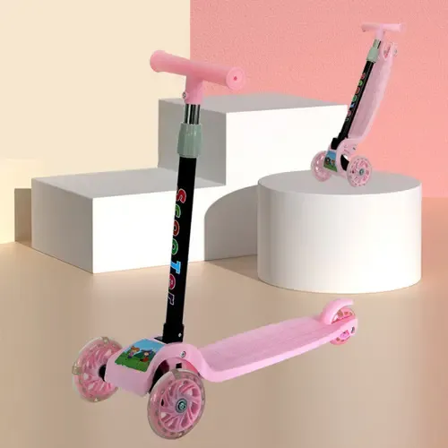 Patinete 2 En 1 Para Niños De 3 A 12 Años Con Asiento Desmontable, Manillar 5 Niveles Y Ruedas LED, Plegable