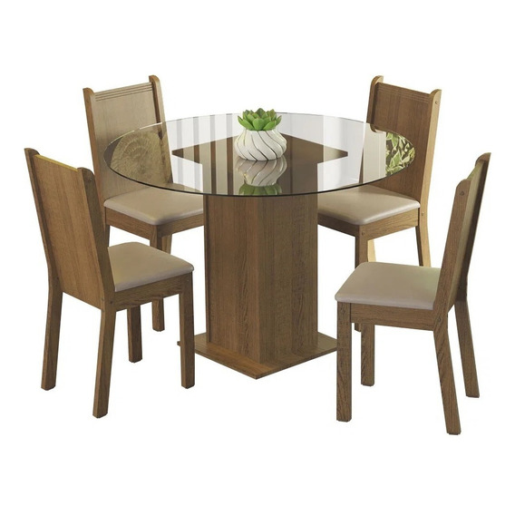 Juego De Comedor Debora Mesa Vidrio Con 4 Sillas - Balton