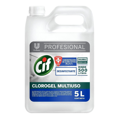 Cif Clorogel Desinfectante Multiuso X 5 Lts. Lavandina Gel