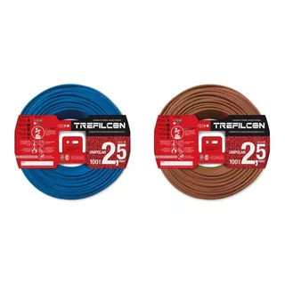 Pack X 2 Rollos Cable Unipolar Azul Y Marron De 2,5mm X 25m