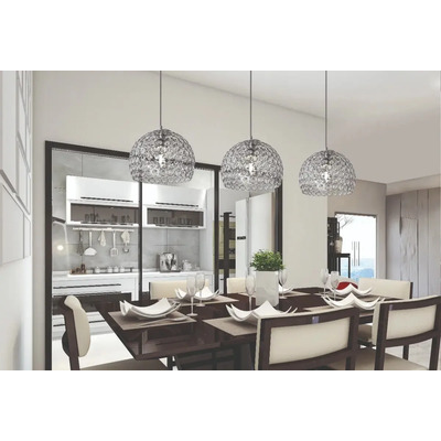 Colgante Esfera Cristal Cairel Cromo 20cm Luz Desing Cromo