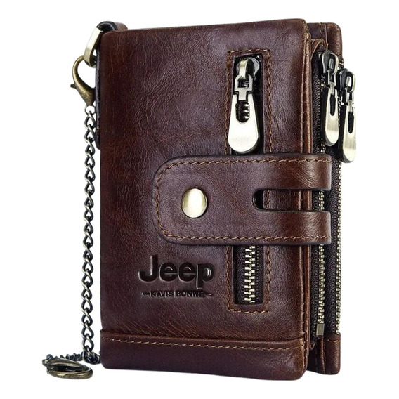 Cartera Jeep 100% de piel auténtica para hombre