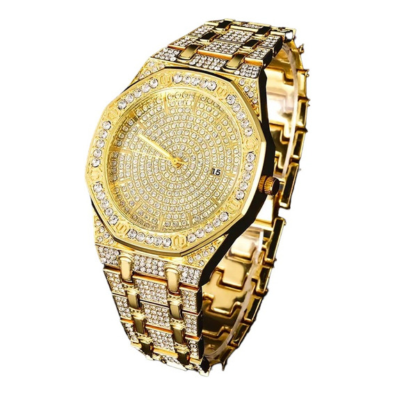 Reloj Full Ice Unisex Strass Brillo Diamante Trap Calendario