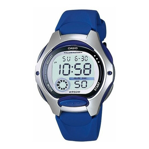 Reloj Mujer Casio Lw-200-2a Azul Digital / Color del bisel Plateado Color del fondo Gris