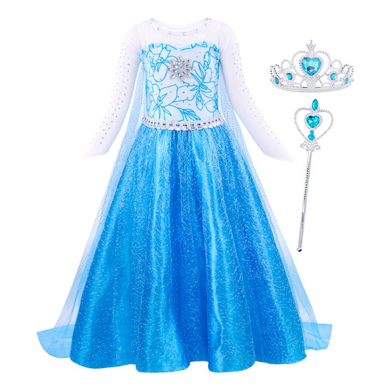  Disfraz Frozen Elsa Princesa Vestido Niña Cosplay Halloween Niña Fiesta Y Varita Corona Regalos De Halloween Regalos Del Día Del Niño Fiesta De Cumpl