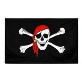 Hermosa Bandera Pirata 1 Preparado En Poliester 60x90 Cm.