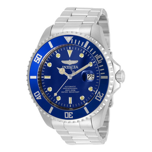 Reloj Invicta 35718 Automatic Pro Diver De Acero Inoxidabl Color de la correa Plateado Color del bisel Plateado Color del fondo Azul